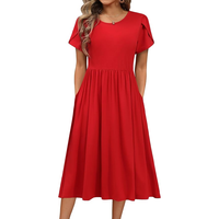 Tendance femme col rond crêpe vêtements de travail robe taille incurvée couture crayon pour bureau bureau dîner événement invité Occasion pour l'été