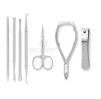 Kit d'outils de beauté pour ongles ultime 5 pièces avec lames courbées et affûtées, coupe-ongles et ciseaux à cuticules finition dorée