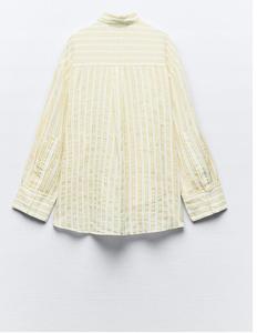 Camisa de rayas amarillas de moda para mujer con mangas largas y Parte delantera abotonada para ropa informal disponible a precios bajos - Product Image 3