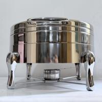 Pemanas Makanan Komersial Set Chafing Dish Buffet Bahan Stainless Steel Kapasitas 6L Pengontrol Suhu Manual Berbahan Bakar Alkohol untuk Katering