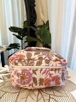 Trousse de Maquillage Matelassée en Coton Le Souvenirs, Fermeture Éclair, Style Vintage, Résistante à l'Eau, Écologique, Design Personnalisable, Voyage