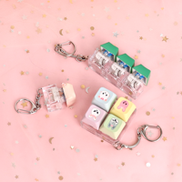 Porte-clés carré LED personnalisé mignon avec logo Anime, léger et tendance, pour clavier mécanique