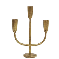 Ensemble de bougeoirs coniques en fonte faits à la main, laiton doré et noir, pour table à manger, style ferme, art moderne, unique