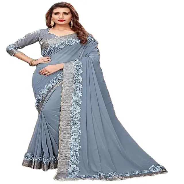 Neueste Fancy Designer Party und Hochzeit tragen stilvolle schwere Seide Saree Kollektion für Frauen Hot Selling Piece India Surat