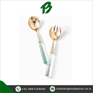 100% véritable qualité personnalisée poignée en résine durable en acier inoxydable 2 pièces ensemble de serveurs à salade du meilleur fabricant indien - Product Image 2