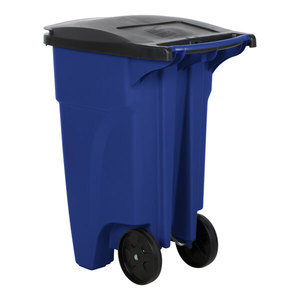 ถังขยะทรงสี่เหลี่ยมมีล้อพร้อมฝาปิด Rubbermaid รุ่น 1971943 ขนาด 32 แกลลอน สีฟ้า - Product Image 5