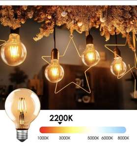 Bombilla LED Vintage Dorada con Filamento de Cristal, Base E27, 8W, 800LM, Luz Cálida 2200K, Uso Residencial, Don Feliz - Product Image 5