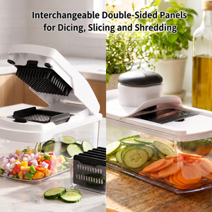 Manual <b>Vegetable</b> Chopper and <b>Slicer</b> with Storage Container, Multifunction Kitchen Food Prep Cutting Tool - Product Image 4