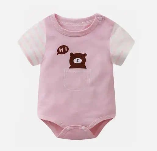 Groothandel Op Maat Effen Kleur Baby Korte Mouw Romper, Nieuwe Mode Kinderkleding Pasgeboren Baby Onesies