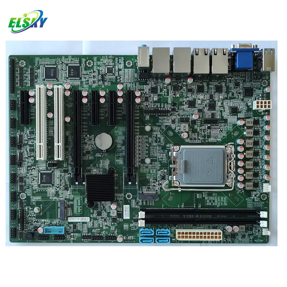 Scheda madre ELSKY per computer GK1200 con CPU 12/13/14th Gen Core i3 i5 i7 i9 LGA1700 16 * USB 12 * COM 6 * LAN pci-e X16 PCI-E X4