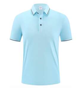 Camiseta Polo de Cuello Rayado de Seda de Hielo con Diseño de Logotipo Personalizado OEM, Ropa de Trabajo y Camiseta Polo de Manga Corta de Algodón para Hombre de Verano - Product Image 3
