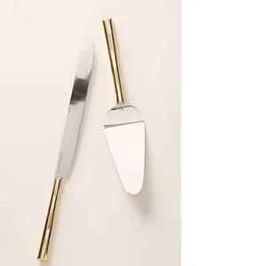 Ensemble couteau et serveur à gâteau en acier inoxydable de qualité élégante Serveurs de pâtisserie à tarte Stands Outils à gâteau - Product Image 3