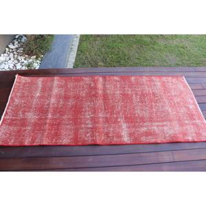 พรมลายตุรกีโบราณ ขนาด 2.6x6 ฟุต สีแดงขาว ลายต้นไม้และพืช - Product Image 3