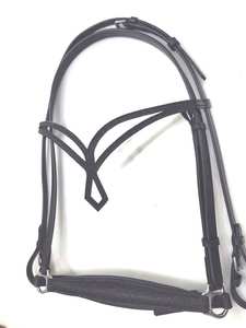 Cabezal de piedra Rambo de cuero en forma de U listo para usar equipo de equitación portátil ecuestre duradero con logotipo personalizado - Product Image 3