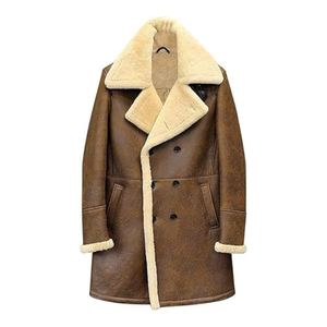 OEM <b>Trench</b> <b>Coat</b> Lambskin Customized Men Stylish Shearling <b>Leather</b> Breathable Warm Fur Lined Winter Jacket Shearling <b>Coats</b> - Product Image 2