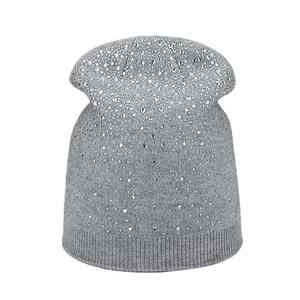 Custom Rhinestone Crystal Diamond Beanie <b>Grey</b> Shiny Glitter Knit Winter <b>Cap</b> Personalised Logo Bling Sullies Unisex Warm Beanie - Product Image 6
