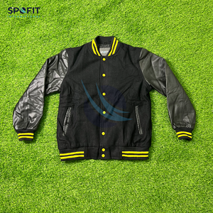 แจ็คเก็ตวาร์ซิตี้สั่งทำขายส่งสำหรับผู้ชาย แขนผ้าขนสัตว์ คุณภาพพรีเมียม สตรีทแวร์ คอตั้ง ปักลายด้านหน้า แจ็คเก็ตเลตเตอร์แมน - Product Image 1