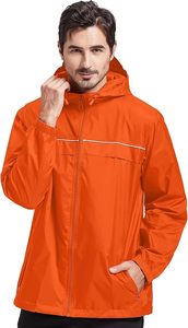 Veste de pluie coupe-vent imperméable légère avec capuche pour hommes, imperméable compressible pour la randonnée et le voyage - Product Image 3