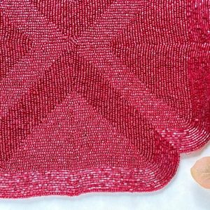 ที่รองจานลูกปัดแก้วสีแดงเบอร์กันดีสุดหรูงานเลี้ยงสังสรรค์ในครอบครัวของตกแต่งคริสต์มาสโต๊ะรับประทานอาหารรูปแบบทึบ - Product Image 5