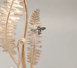 Bougeoir en métal Sculpture en or feuille tropicale support de lumière de branche de Noël de concepteur élégant - Product Image 4