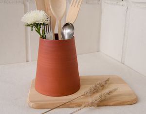 Porte-ustensiles en céramique de qualité supérieure pour plan de travail de cuisine, porte-cuillères résistant à la chaleur, pot de rangement pour couverts en céramique moderne - Product Image 1