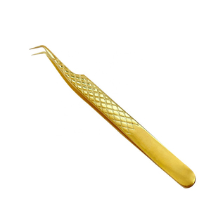 Pinzas de pestañas con agarre de diamante dorado, caja de embalaje de etiqueta privada, pinzas de pestañas con volumen de punta de fibra - Product Image 4