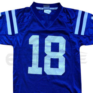 Venta al por mayor de uniformes de fútbol americano sublimados azul malla Jerseys XXL letra personalizada impresión bordado a granel equipo de fútbol desgaste - Product Image 4