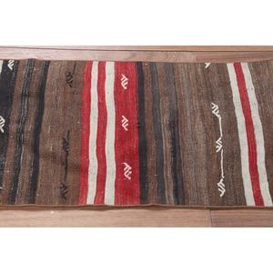Petit tapis vintage 1,7 x 2,8 pieds, tapis turc, tapis Kilim marron à motifs géométriques - Product Image 3
