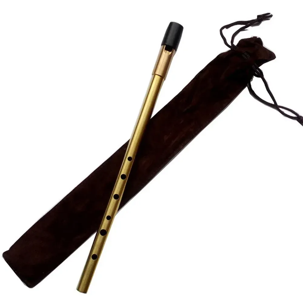Contraste de color dorado y Negro Mejor material Instrumento musical Flauta jugable Silbato irlandés POR PASHA INTERNATIONAL