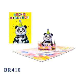 Meilleure vente : Carte de vœux 3D pop-up personnalisée, faite main au Vietnam, avec motif gâteau d'anniversaire panda en papier, art du papier, artisanat vietnamien - Product Image 5