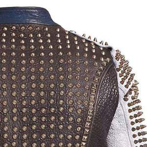 Chaqueta para hombre, elegante chaqueta de invierno estilo punk, lona transpirable, cuero genuino, ropa exterior, diseño de logotipo personalizable - Product Image 5