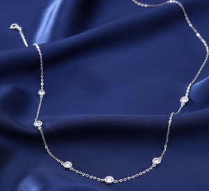 925สเตอร์ลิงเงินแบบคลาสสิกประดับด้วยเพทายสร้อยคอโซ่ชุบทองคุณภาพดีเยี่ยมเครื่องประดับสำหรับงานแต่งงาน - Product Image 1