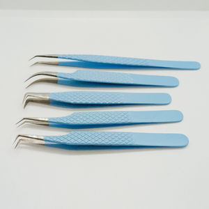 Assistant de faux cils pince à épiler à pointe plate pliée en acier inoxydable antistatique outils de cils pince à épiler faux cils - Product Image 2