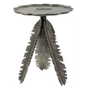 Mesa Auxiliar de Madera Maciza Hecha a Mano de Alta Calidad con Acabado Marrón y Forma Única con Tapa de Madera y Mármol, Adorno para el Hogar - Product Image 5