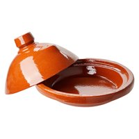 Tajine marocain artisanal écologique avec couvercle en argile, diamètre 20 cm, en argile naturelle, pour cuisinière à gaz MA