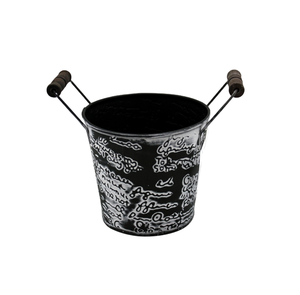 Maceta de hierro decorativa para jardín, maceta F597 negra con maceta antigua gris con asas para decoración de sala de estar a granel - Product Image 3