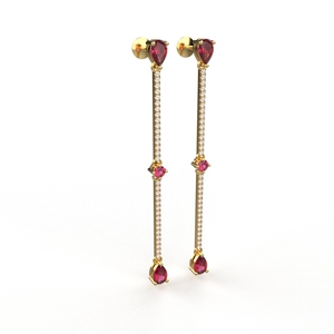 Ishi Diamonds <b>Enchanting</b> 18K Gold Ruby Lab Grown Diamond Long Earrings - Product Image 3