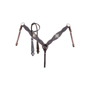 Newly Arrival 100% Genuine Leather Western Headstall & Breast Collar Set With <b>Stud</b> Work Manufacture Supplier Saman Exports - Product Image 1