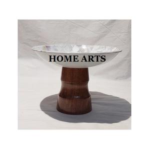 Bol de service de nourriture en fer de conception fantastique avec base en bois bol de fruits secs de forme ronde de qualité supérieure en Inde - Product Image 6