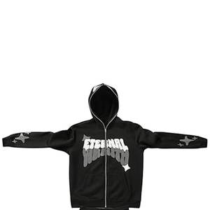 Ensemble de survêtements pour hommes Logos imprimés personnalisés noirs haute qualité 100% coton polaire hiver Streetwear Vintage 2 1 Design léger - Product Image 2