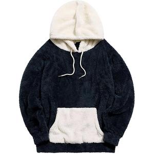 OEM Custom Blank Plain <b>Oversized</b> Pullover Thick Fuzzy Furry Sherpa Fleece <b>Hoodie</b> <b>for</b> <b>Men</b> - Product Image 3