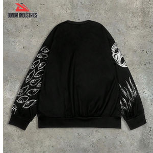 Black High Quality Winter Casual Solid <b>Fleece</b> Cotton Eco-Friendly Digital Printed <b>Men's</b> Sweat Shirts with Own Design - Product Image 2