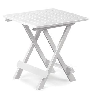 Tavolo pieghevole in plastica bianca resistente 44x44x50cm per giardino o uso interno - Product Image 1