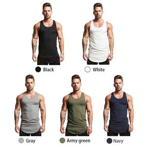 Camiseta sin mangas personalizada para hombre, camiseta interior sólida de algodón transpirable 100%, tejido de punto ajustado informal - Product Image 4