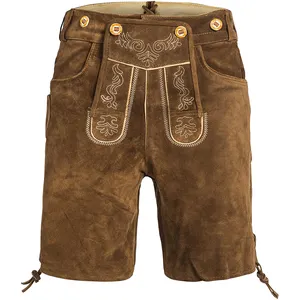 Pantaloni corti da uomo in pelle bavaresi su misura pantaloni da viaggio in Lederhosen abiti Herren autentico Costume bavaresi dell'oktoberfest