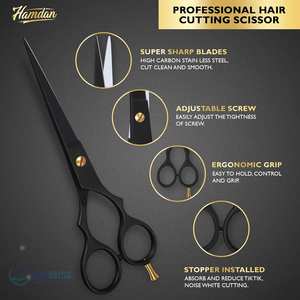 Tijeras para el cabello con mango medio para diestros y afiladas de acero inoxidable negro mate 6,5, tijeras de peluquero para hombres, mujeres y niños - Product Image 6