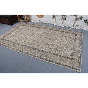 Classique Beige Brun Vintage Tapis Turc 5.7 X 9.3ft À La Main Laine Latex Support Patchwork Rectangle pour Chevet Couloir Côté Tapis - Product Image 2