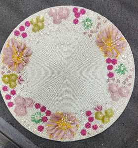 Posavasos de pizarra verde elegante de 14 pulgadas, juego de muebles de cocina para el hogar de estilo americano hecho a mano, almohadillas de mesa de vidrio con cuentas - Product Image 4