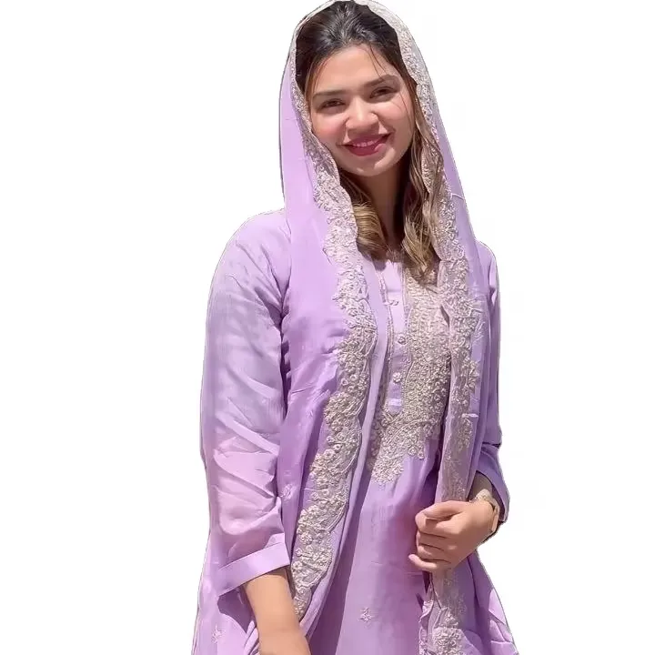فستان باكستاني مقاس حر جديد الأكثر مبيعاً في 2024 فستان سراويل قصيرة بأكمام طويلة مطبوعة مخصص للبيع