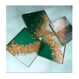 4 Inch Round and Square <b>Coasters</b> 4Pcs/Lot Creative Drink Epoxy Resin <b>Coasters</b> Customized Exquisite Luxury <b>Gold</b> Flacks <b>Coasters</b> - Product Image 1